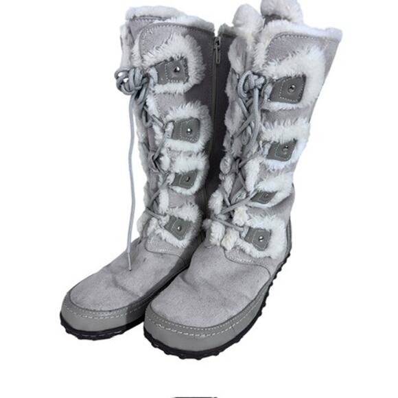 "U.S. POLO" Women's Faux Suede & Faux Fur Lined Lace Up Gray Boots Size 9.5 - Picture 1 of 16